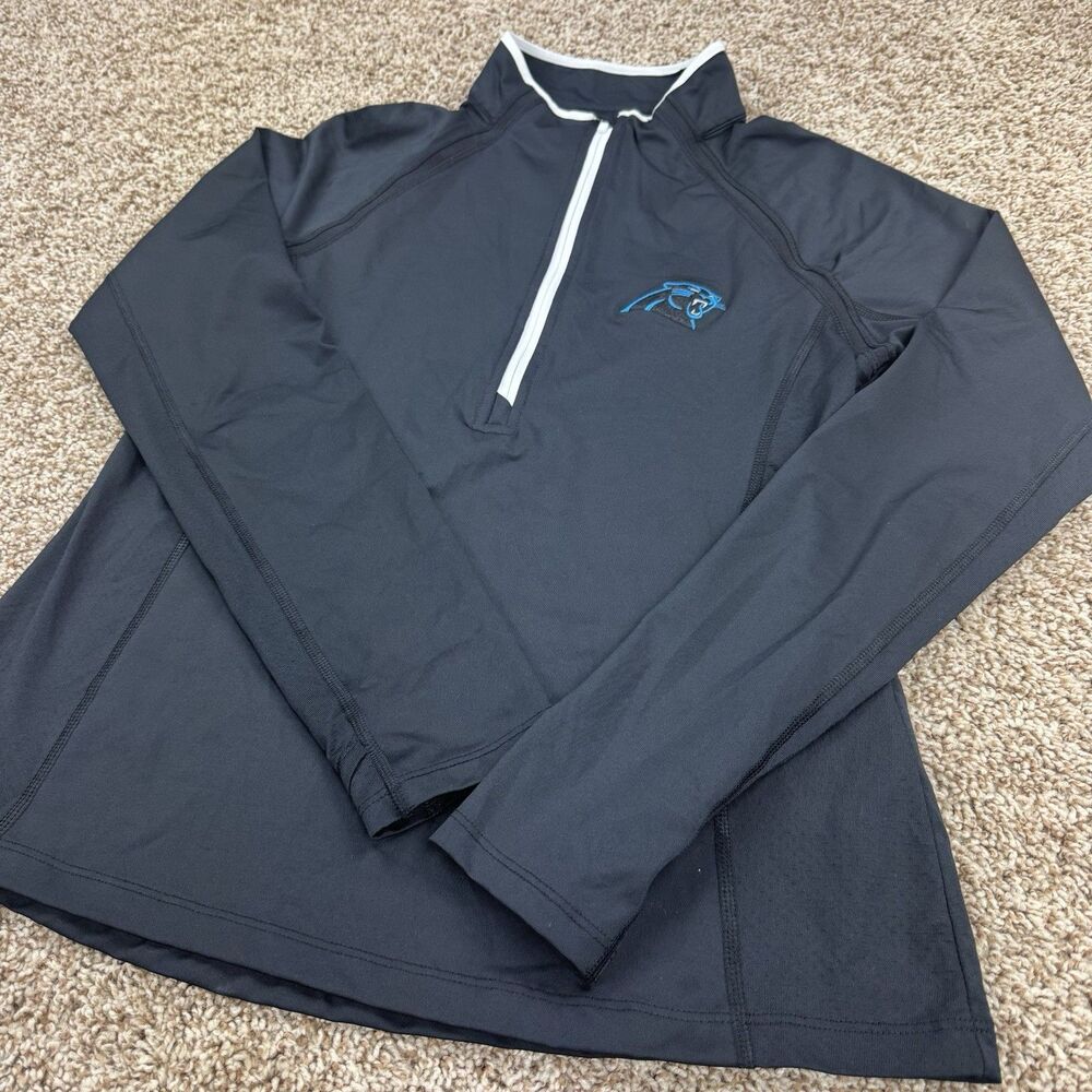 Vineyard Vines Carolina Panthers 1/4 Zip Pullover Womens M Black NFL Performance